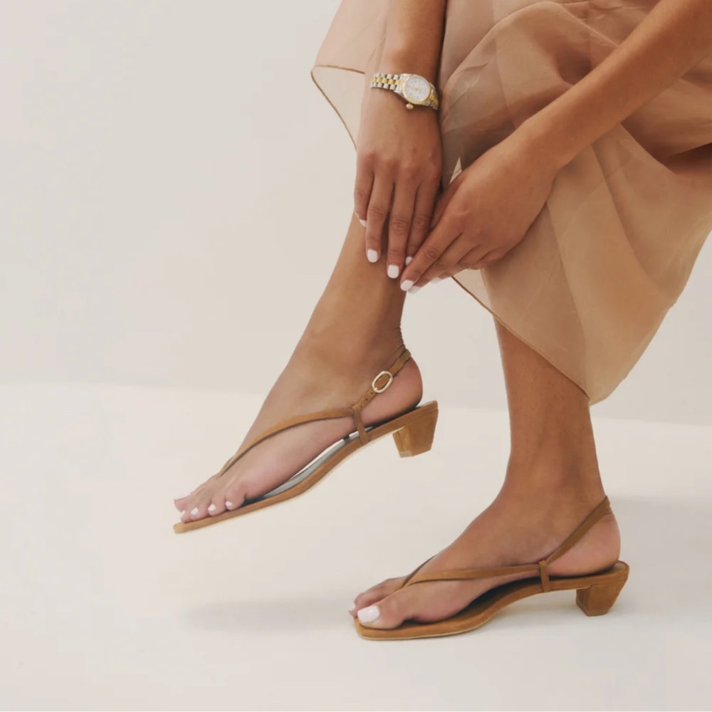 Reformation Alana Heeled Sandal Toasted Brown Suede - Size 8
